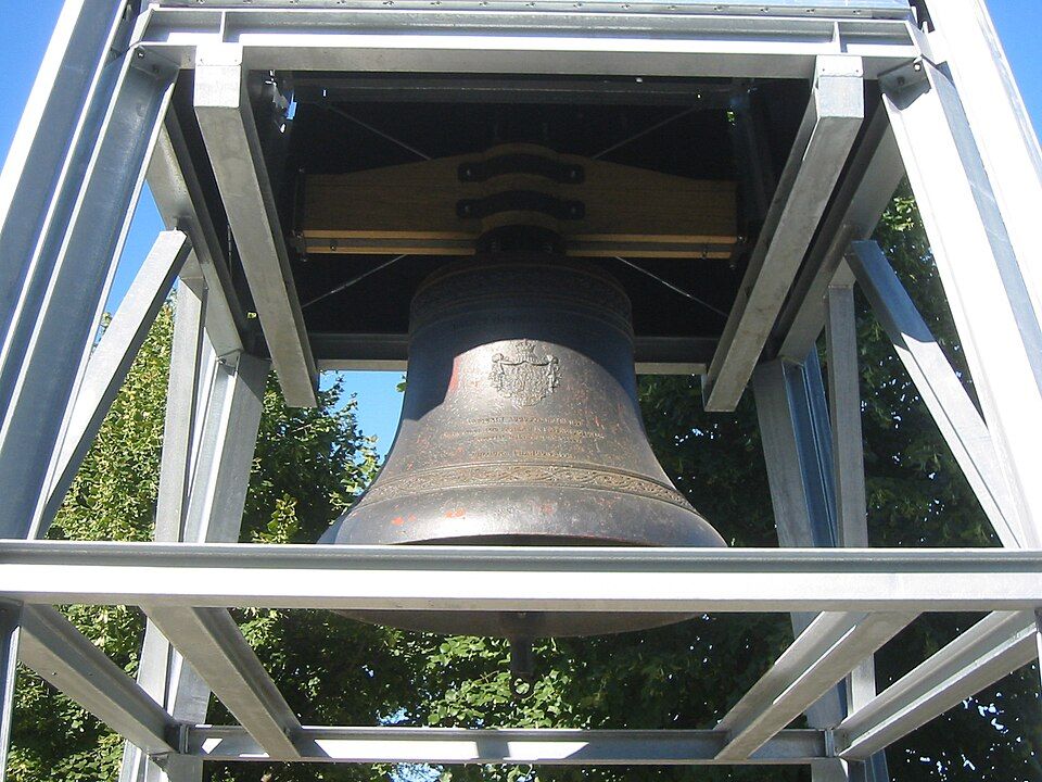 Auguste Viktoria Bell suspended in an open metal bell frame